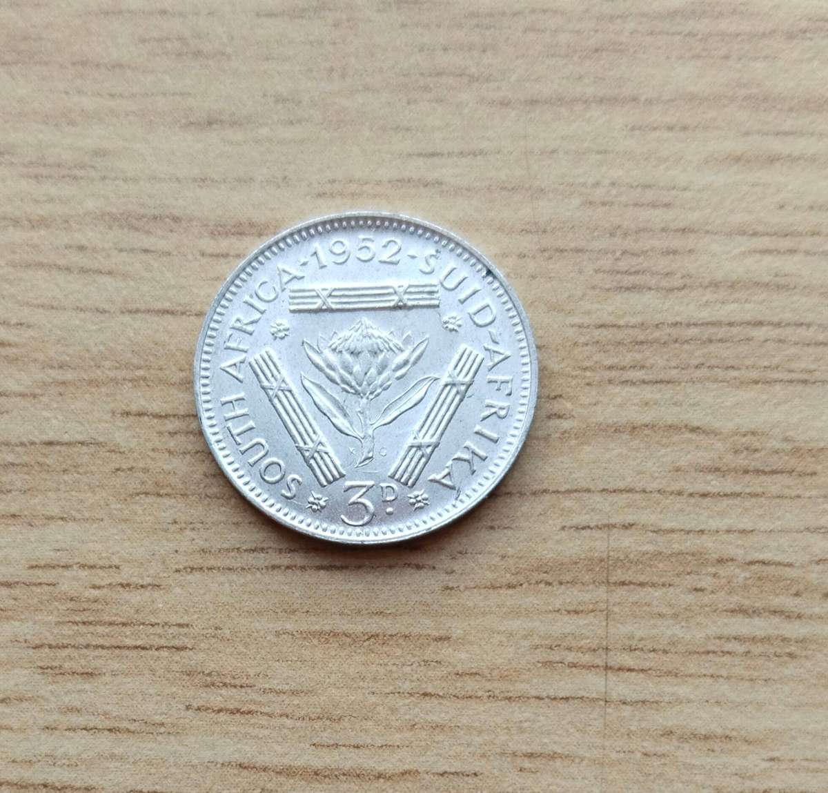 South Africa 1952 Silver Threepence.