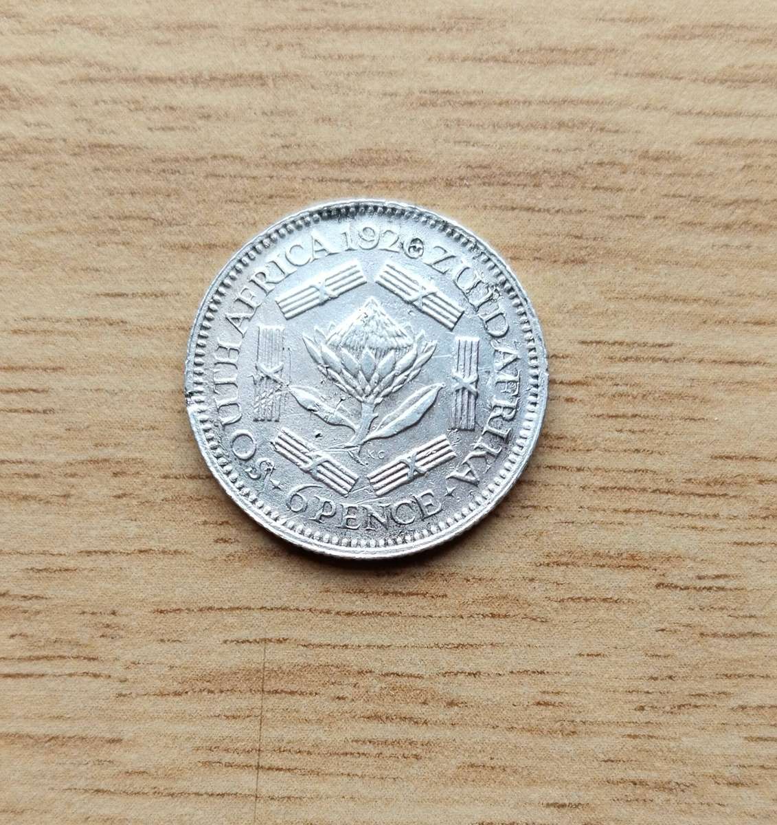 South Africa 1926 Silver Sixpence.