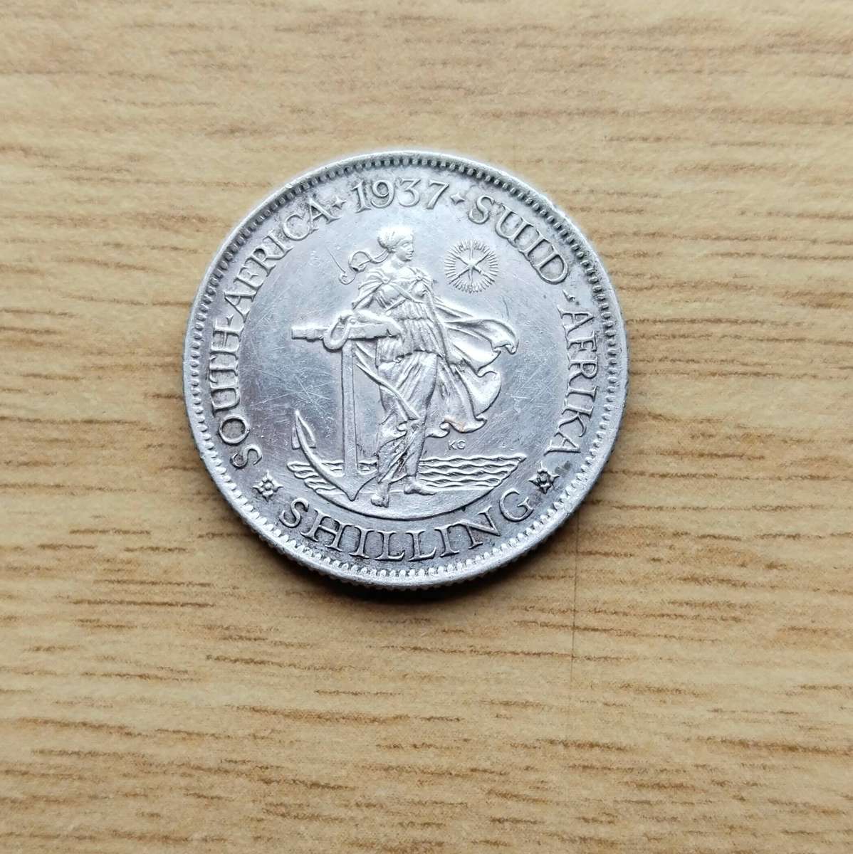 South Africa 1937 Silver Shilling.