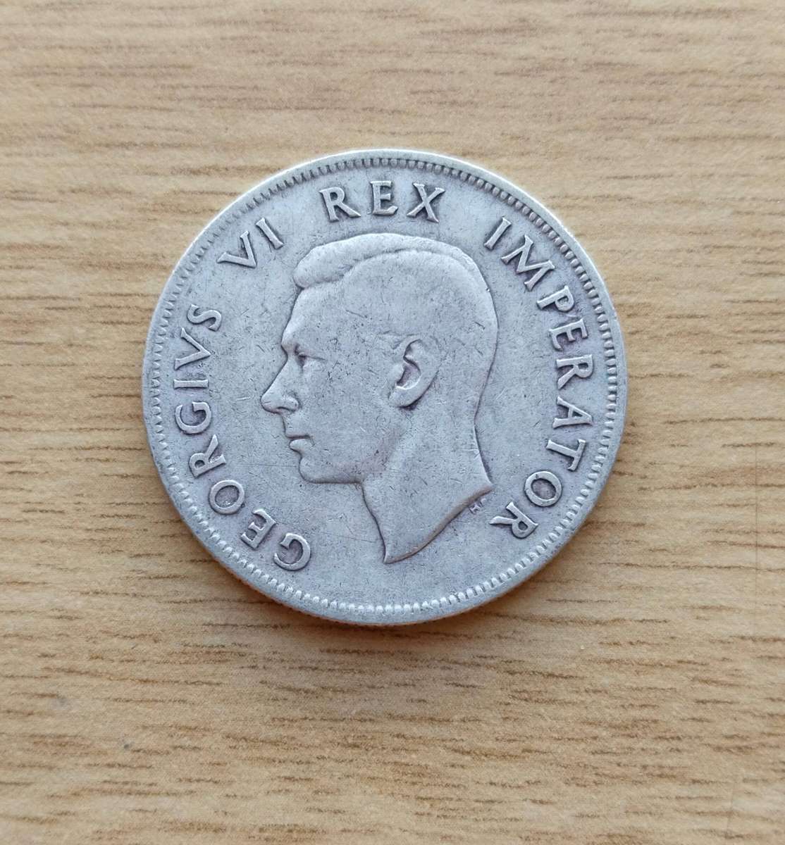 South Africa 1939 Silver Half Crown.