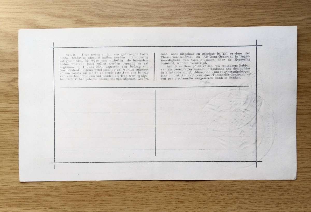 ZAR £1 Governments Noot. Pretoria 28.5.1900