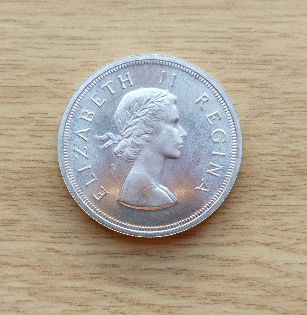 South Africa 1954 Silver 5 Shillings. Rare.