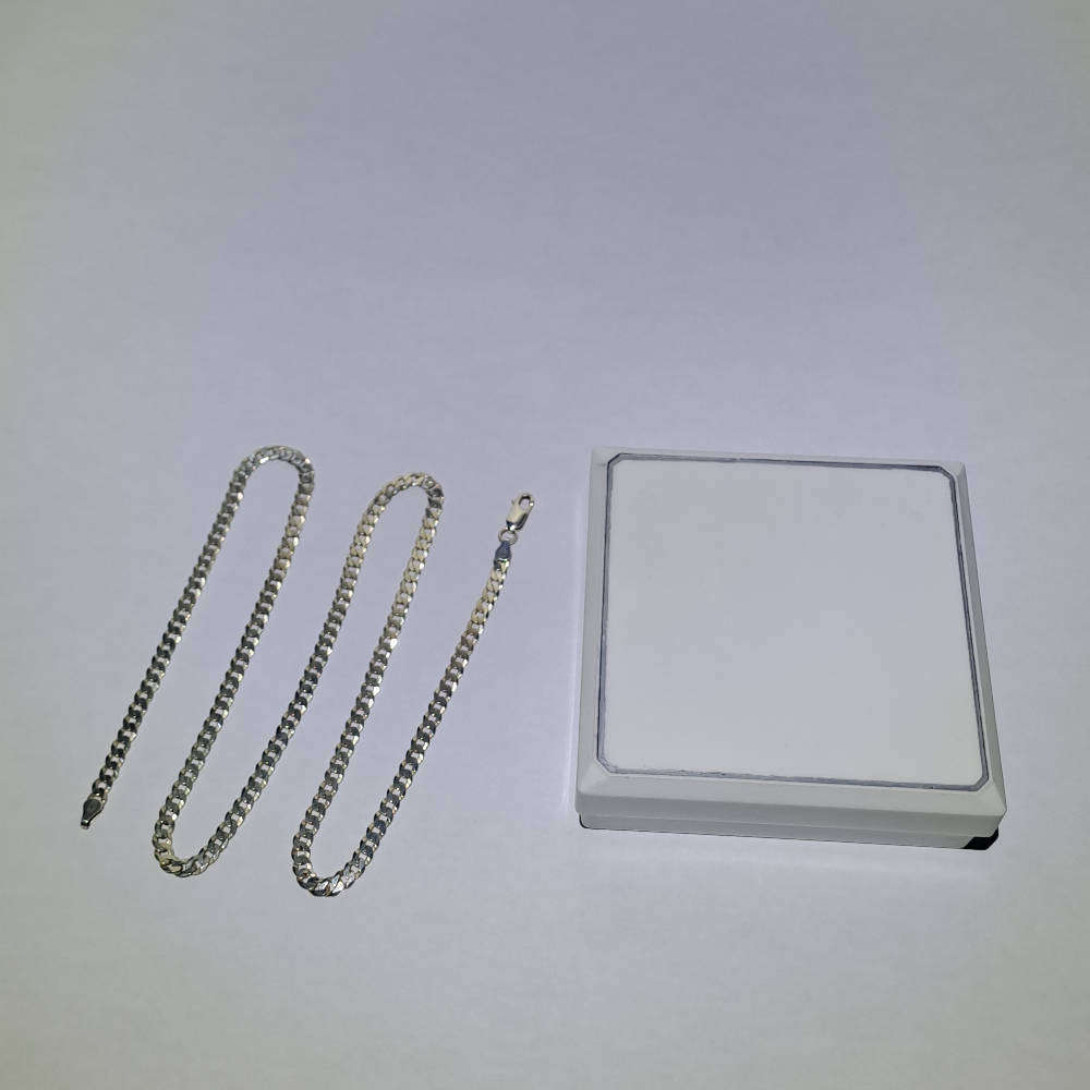 Italian 925 Sterling Silver Curb Chain Necklace - 4mm, 56cm, 11.2g