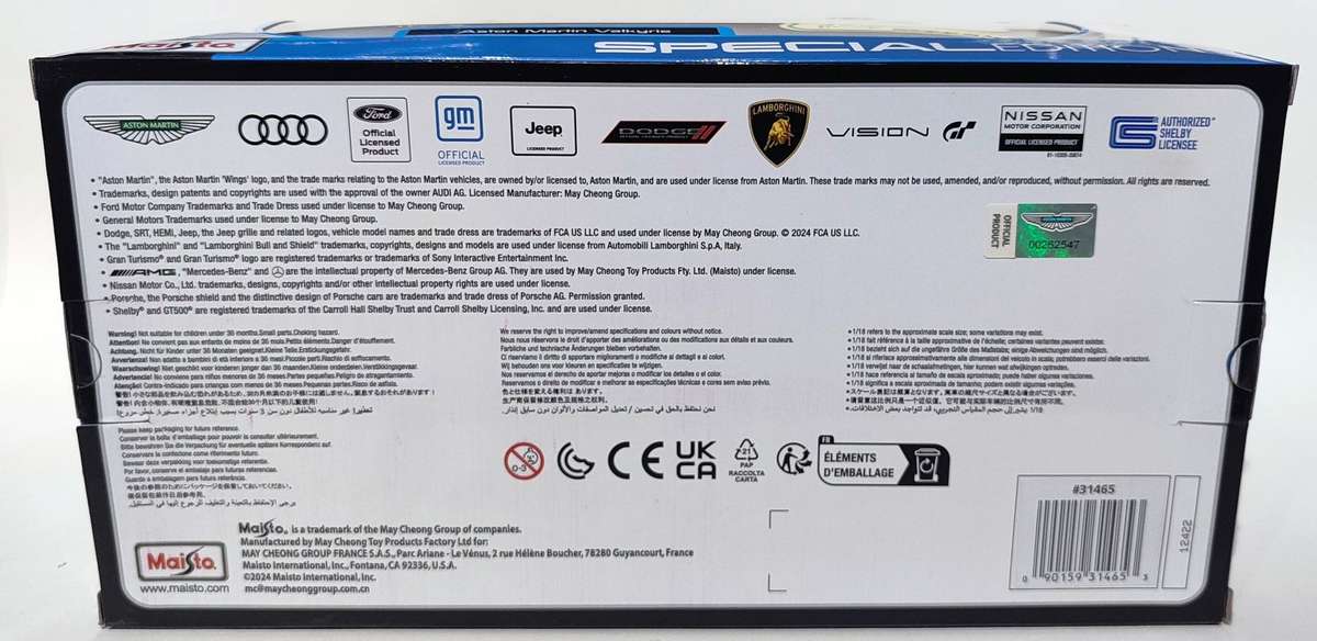 **NEW** 1/18 Maisto SE Aston Martin Valkyrie Green (31465)