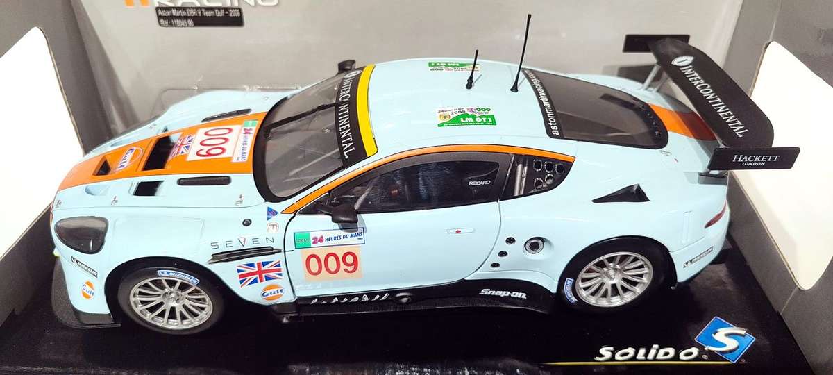Boxed 1/18 Solido Racing Collection Aston Martin DBR9 Team Gulf 2008 #009