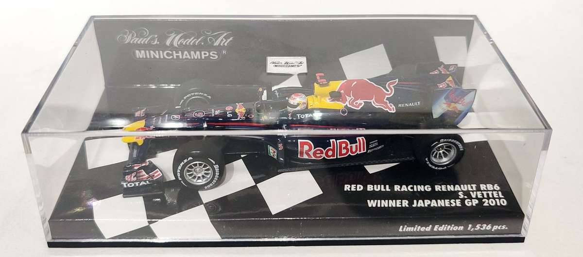 *VERY RARE/MINT* 1/43 Minichamps F1 Red Bull Renault RB6 Vettel Winner Japan 2010 LE1536