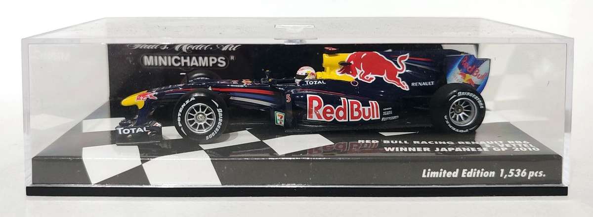 *VERY RARE/MINT* 1/43 Minichamps F1 Red Bull Renault RB6 Vettel Winner Japan 2010 LE1536
