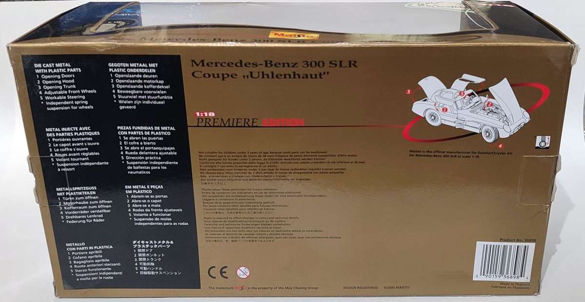 **VINTAGE/BOXED/MINT MODEL** 1/18 Maisto Mercedes-Benz 300 SLR Coupe 'Uhlenhaut' (36898)