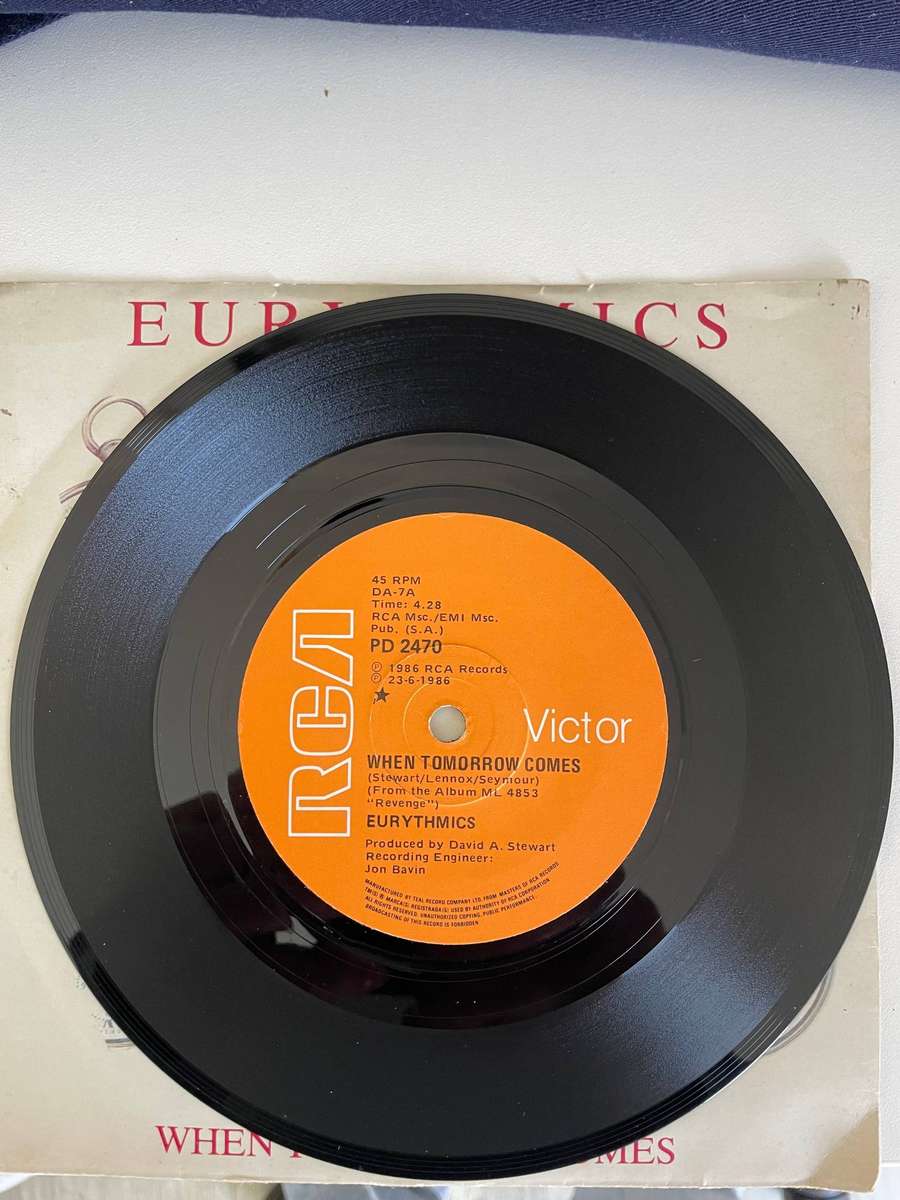 Eurythmics 7 inch single-When tomorrow comes/Take your pain away