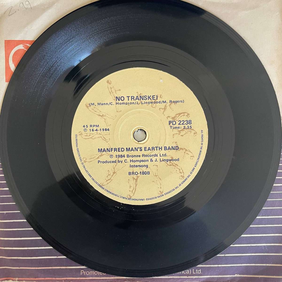 Manfred Mann's Earth Band 7 inch single-Runner/No Transkei