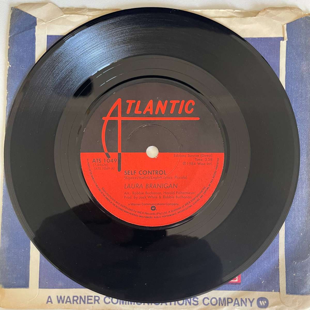 Laura Branigan 7 inch single-Self Control/Silent Partner