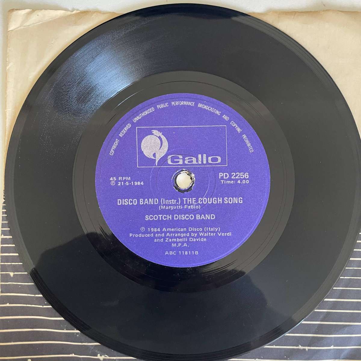 Scotch Disco Band 7 inch single-The Coughing song/Instrumental