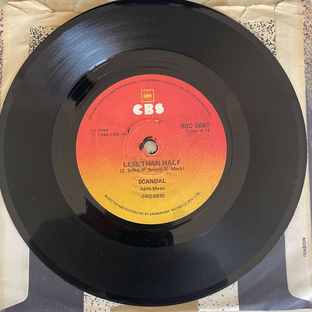 Scandal- 7 inch single-Warrior/Less tan half