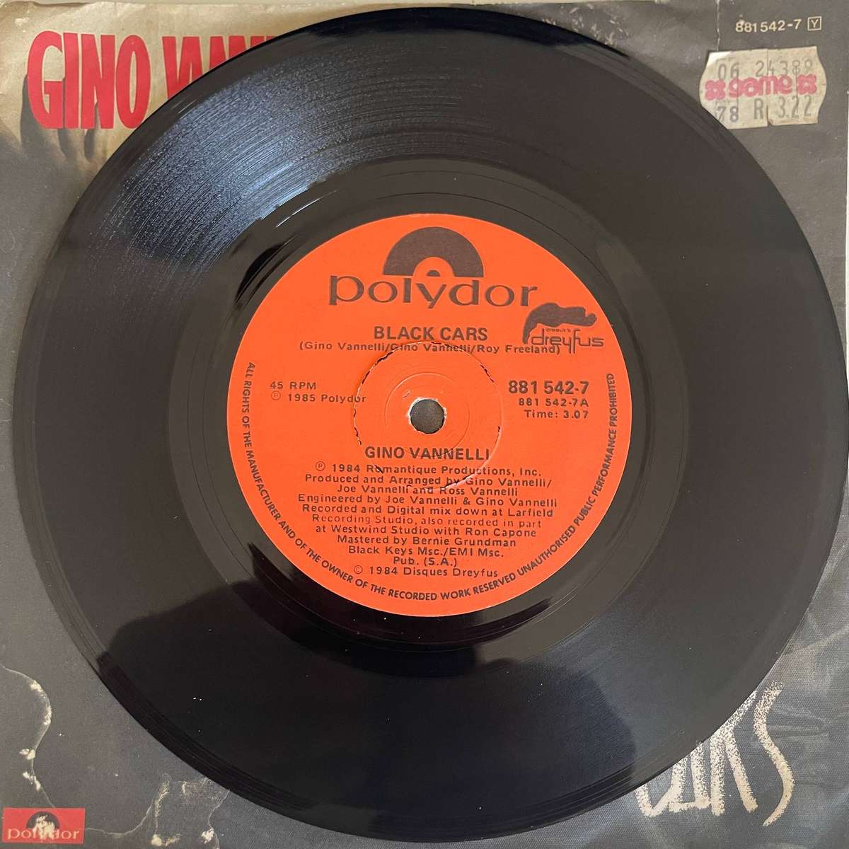 Gino Vaneelli-7 inch single-Black Cars/Imagination