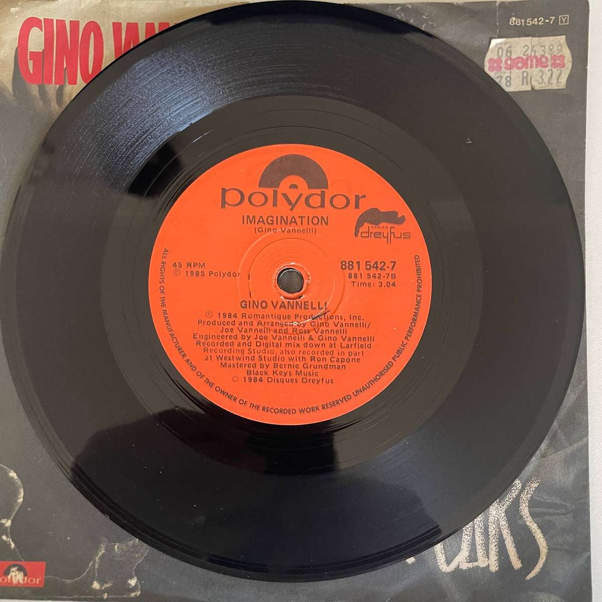 Gino Vaneelli-7 inch single-Black Cars/Imagination
