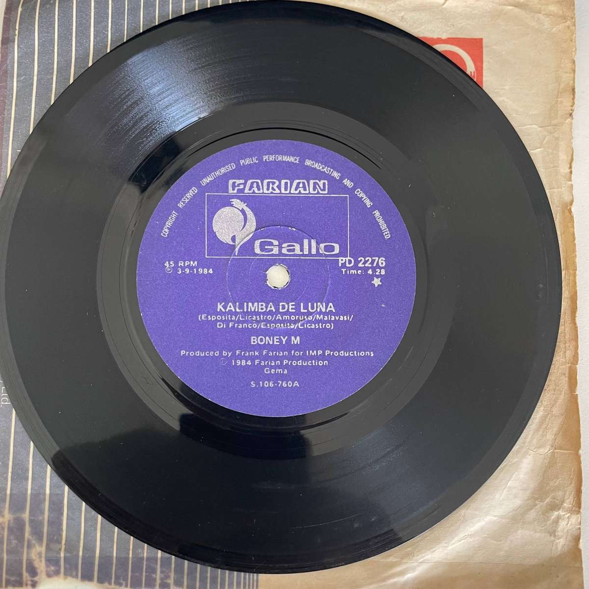 Boney M-7 inch single-Kalimba de Luna/10000 light years