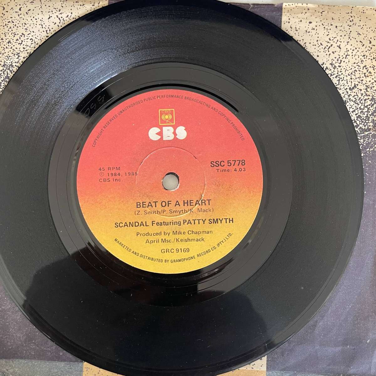 Scandal feat Patty Smyth-7 inch single-Beat of a heart/Tonight