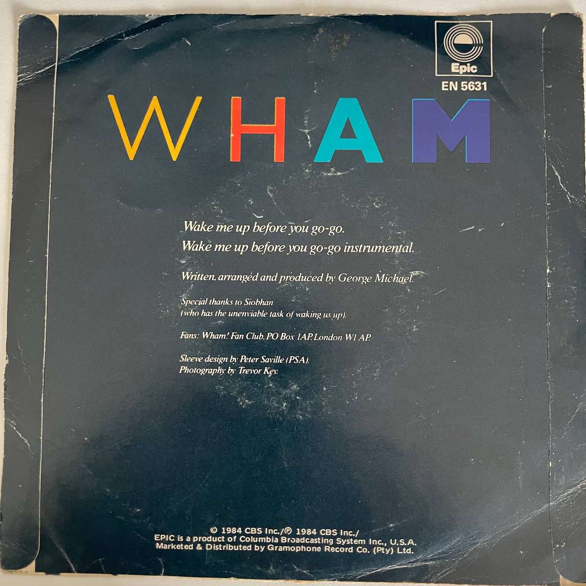 Wham-7 inch single-Wake me up before you go-go/Instrumenal