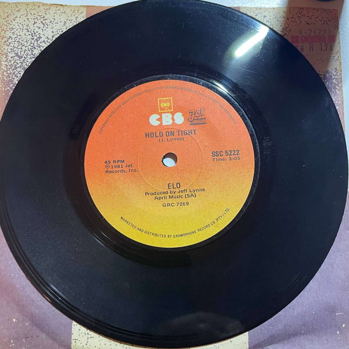 ELO 7" inch single-Hold on tight/Whe time stood still