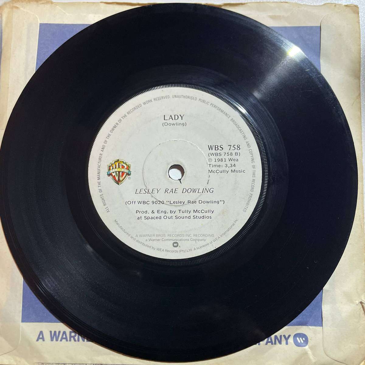 Lesley Rae Dowling-7 inch single-Grips of emotion/Lady