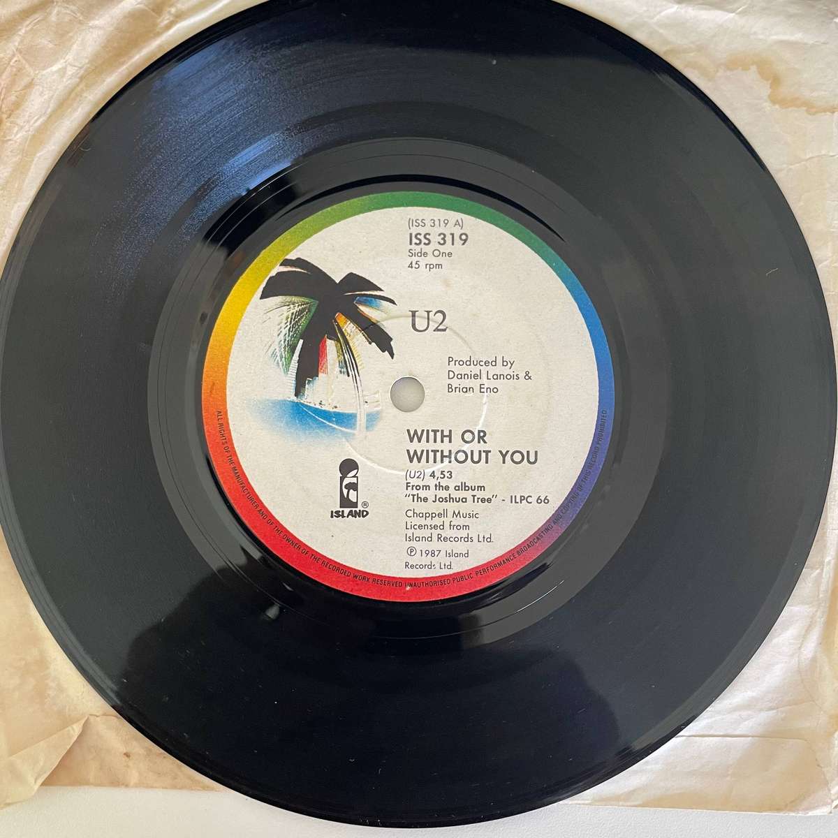 U2-7 Inch Single- WITH OR WITHOUT YOU/WALK ON WATER