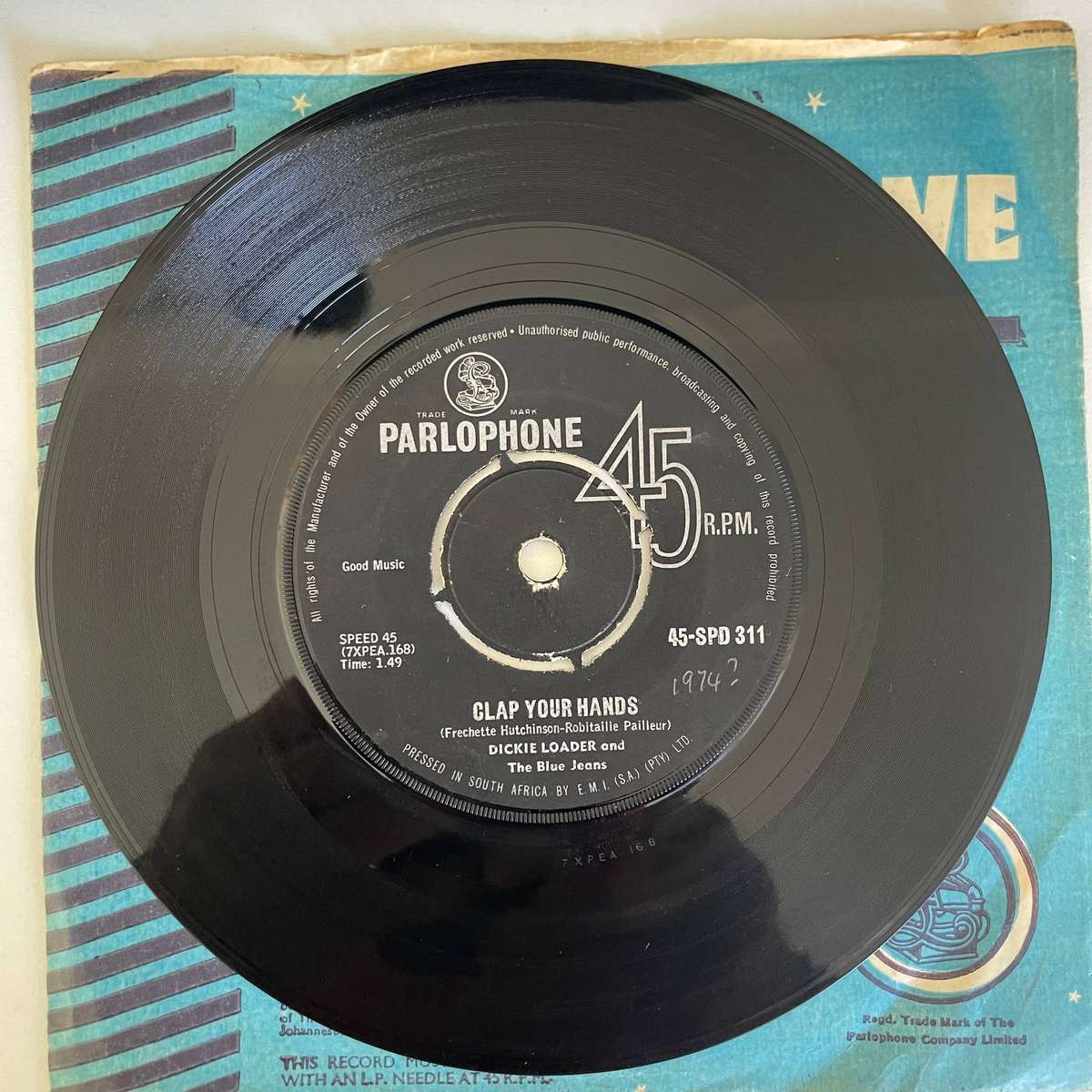 DICKIE LOADER AND THE BLUE JEANS-7 Inch Single-CLAP YOUR HANDS/JENNY JENNY