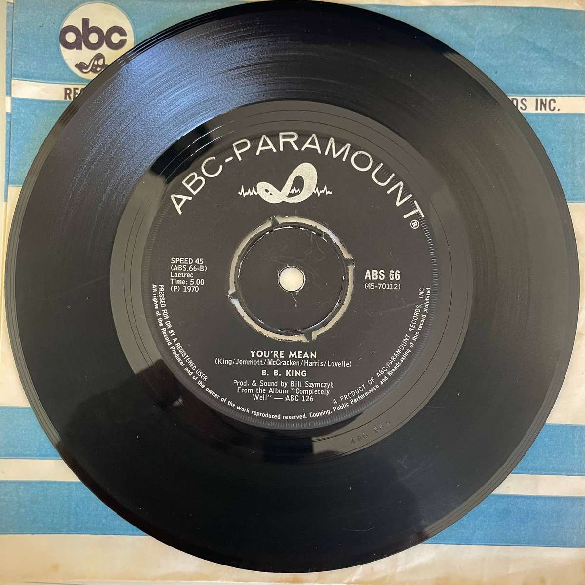 B.B. KING-7" SINGLE- YOU'RE MEAN/THE THRILL IS GONE