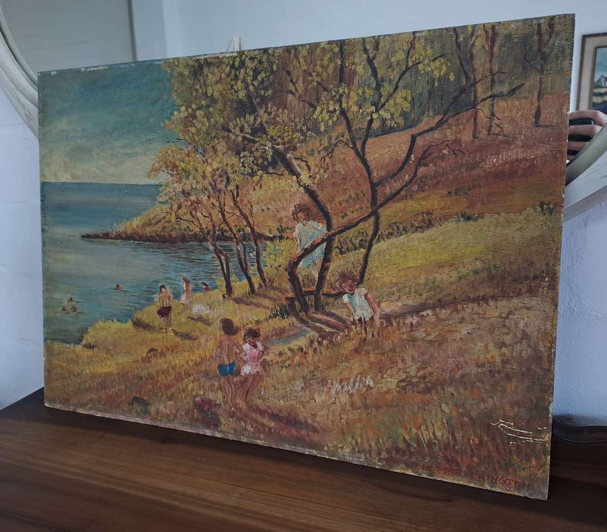 ORIGINAL SIGNED SA ARTIST CONSTANCE HEATHERINGTON OIL ON BOARD!