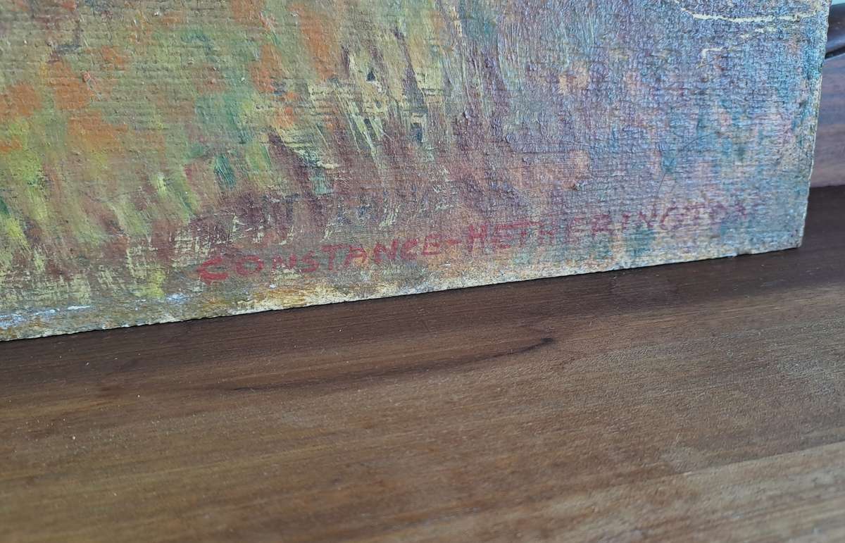 ORIGINAL SIGNED SA ARTIST CONSTANCE HEATHERINGTON OIL ON BOARD!