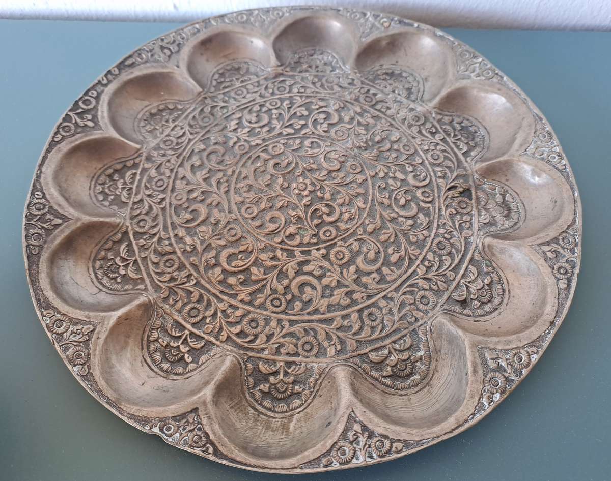 BEATEN COPPER ANTIQUE EASTERN BOWL AND PLATE!!