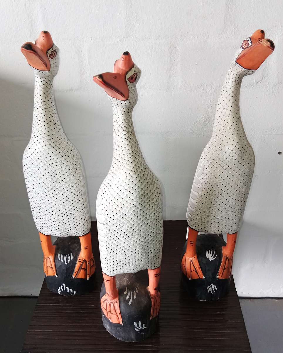 3 X LARGE HAND-CARVED AND PAINTED ITALIAN WOODEN DUCKS! *SELLS FOR $100 EACH OVERSEAS*