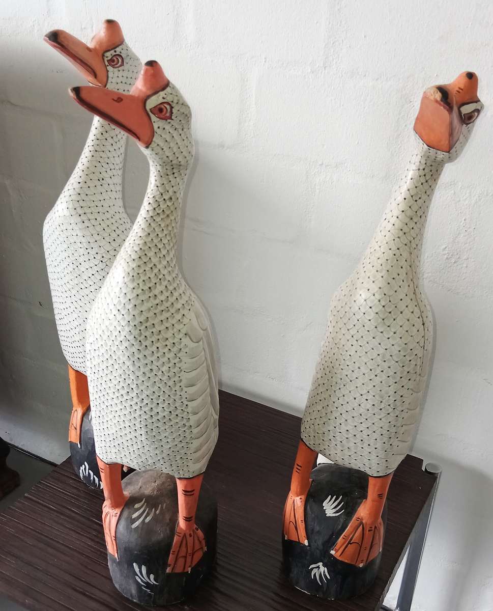 3 X LARGE HAND-CARVED AND PAINTED ITALIAN WOODEN DUCKS! *SELLS FOR $100 EACH OVERSEAS*