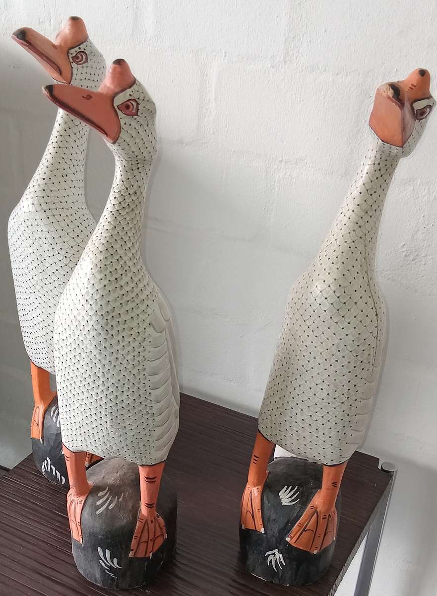 3 X LARGE HAND-CARVED AND PAINTED ITALIAN WOODEN DUCKS! *SELLS FOR $100 EACH OVERSEAS*