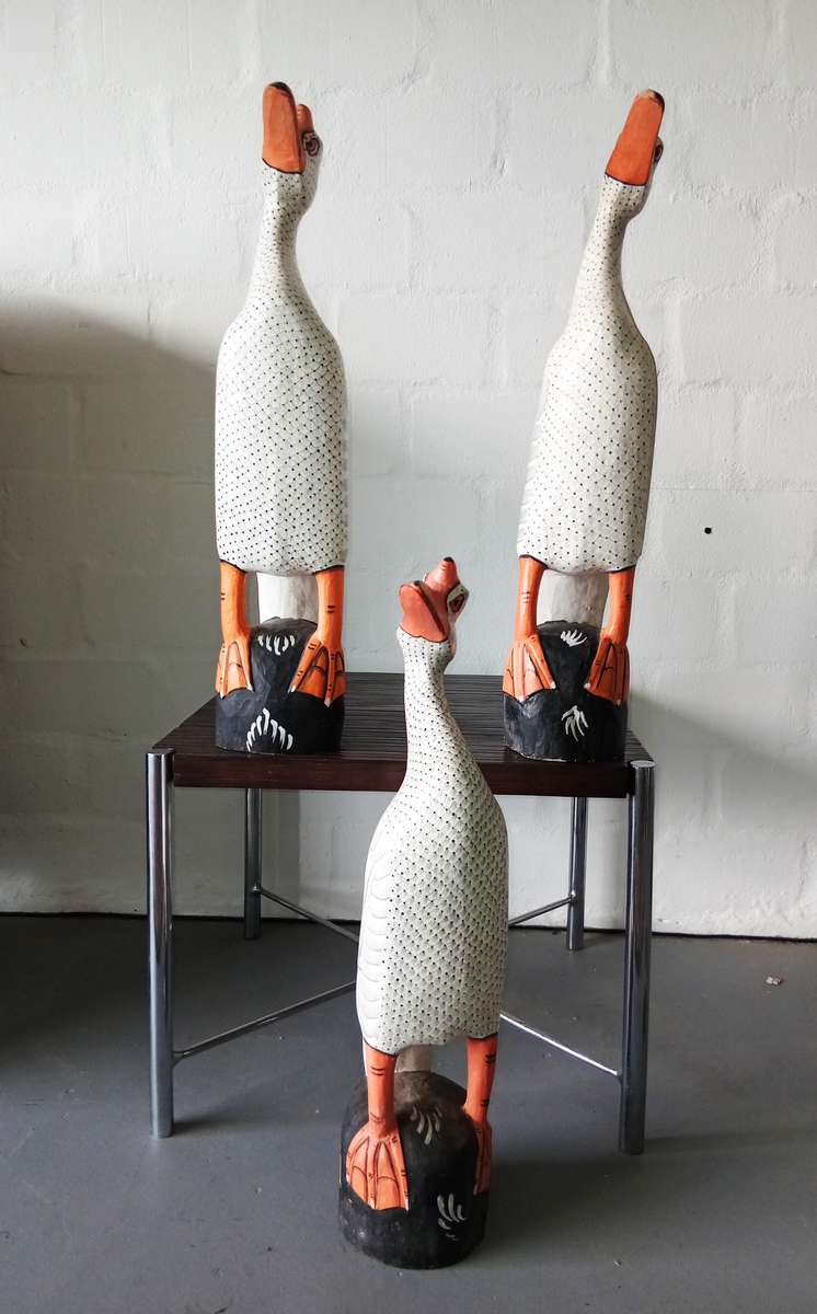 3 X LARGE HAND-CARVED AND PAINTED ITALIAN WOODEN DUCKS! *SELLS FOR $100 EACH OVERSEAS*