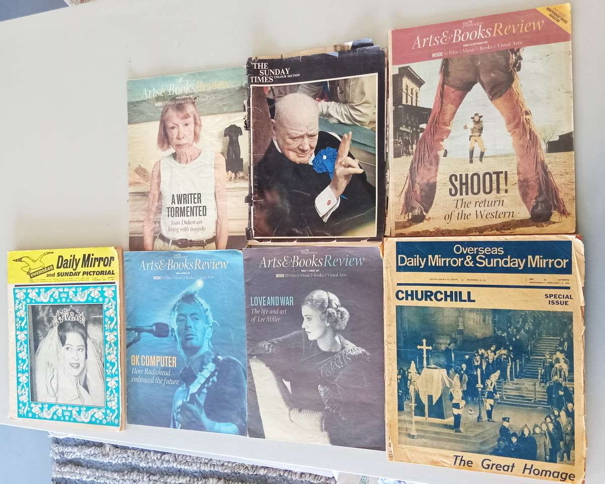 COLLECTION OF WORLD WAR , ART AND FASHION MAGAZINES AND VINTAGE NEWSPAPERS