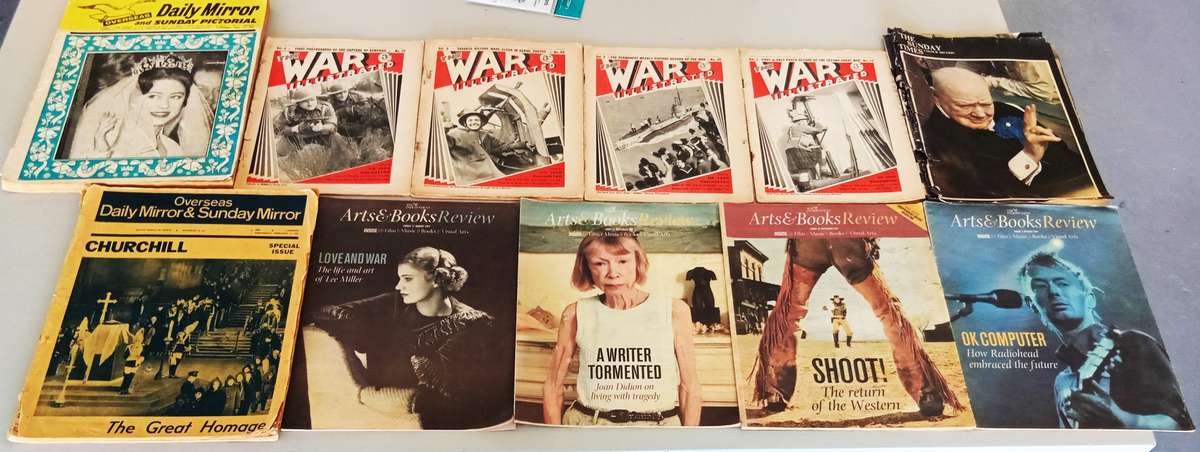 COLLECTION OF WORLD WAR , ART AND FASHION MAGAZINES AND VINTAGE NEWSPAPERS