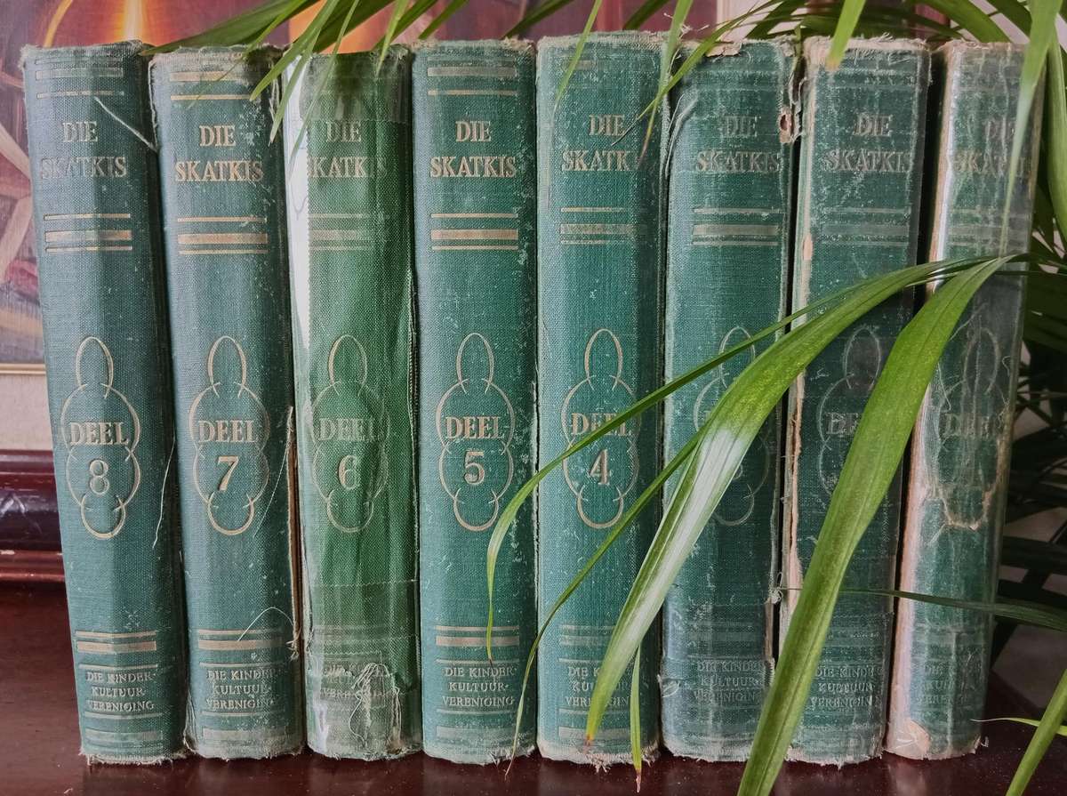 VINTAGE COLLECTION OF AFRIKAANS BOOKS ''DIE SKATKIS'' DEEL 1-8