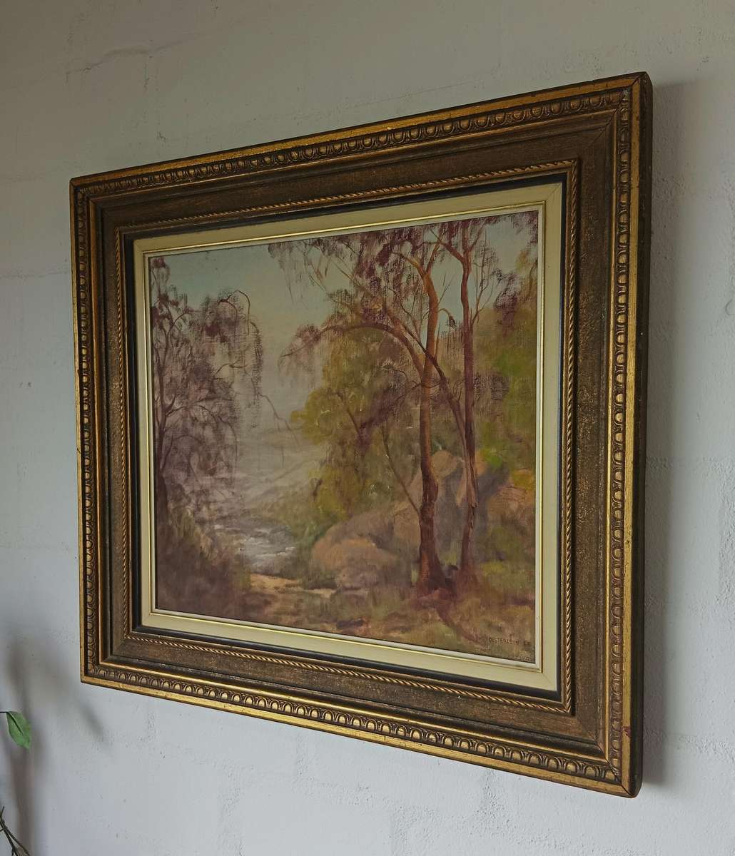 CHARLOTTE OESTERLEIN  SIGNED OIL ON BOARD LANDSCAPE