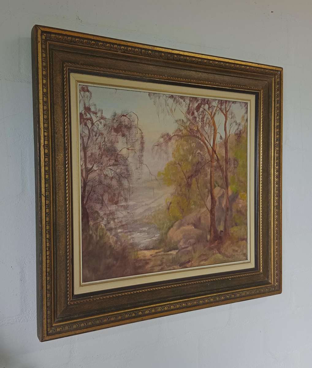 CHARLOTTE OESTERLEIN  SIGNED OIL ON BOARD LANDSCAPE