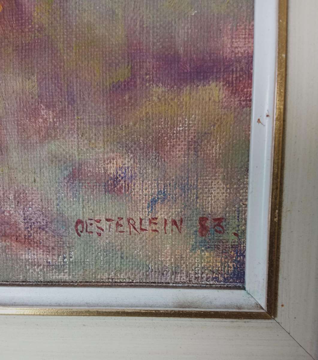 CHARLOTTE OESTERLEIN  SIGNED OIL ON BOARD LANDSCAPE