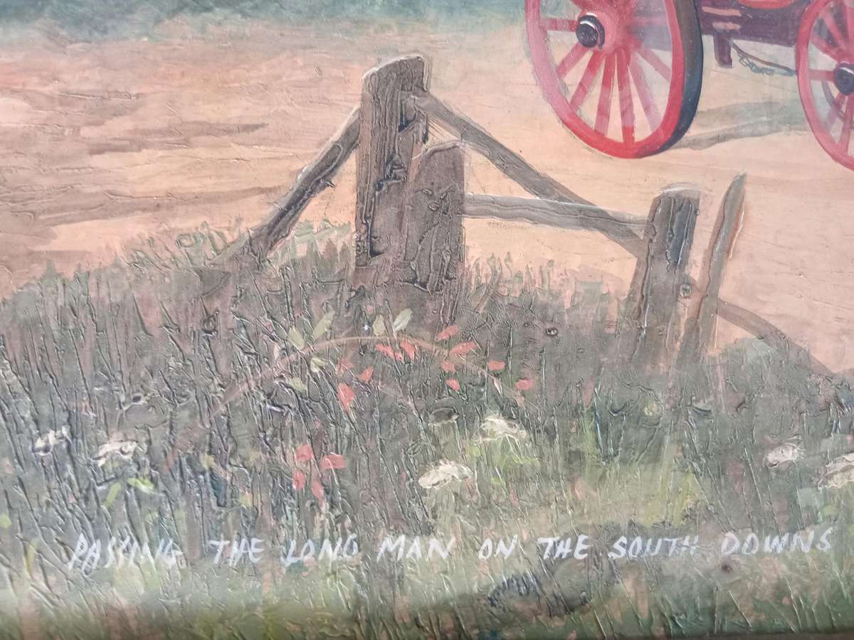 *VALUE R35000+* ORIGINAL RICHARD TEMPLE OIL PAINTING*PASSING THE LONG MAN ON THE SOUTH DOWNS*