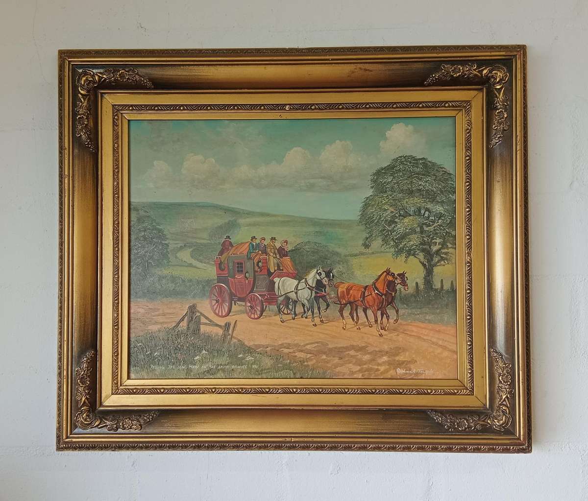 *VALUE R35000+* ORIGINAL RICHARD TEMPLE OIL PAINTING*PASSING THE LONG MAN ON THE SOUTH DOWNS*