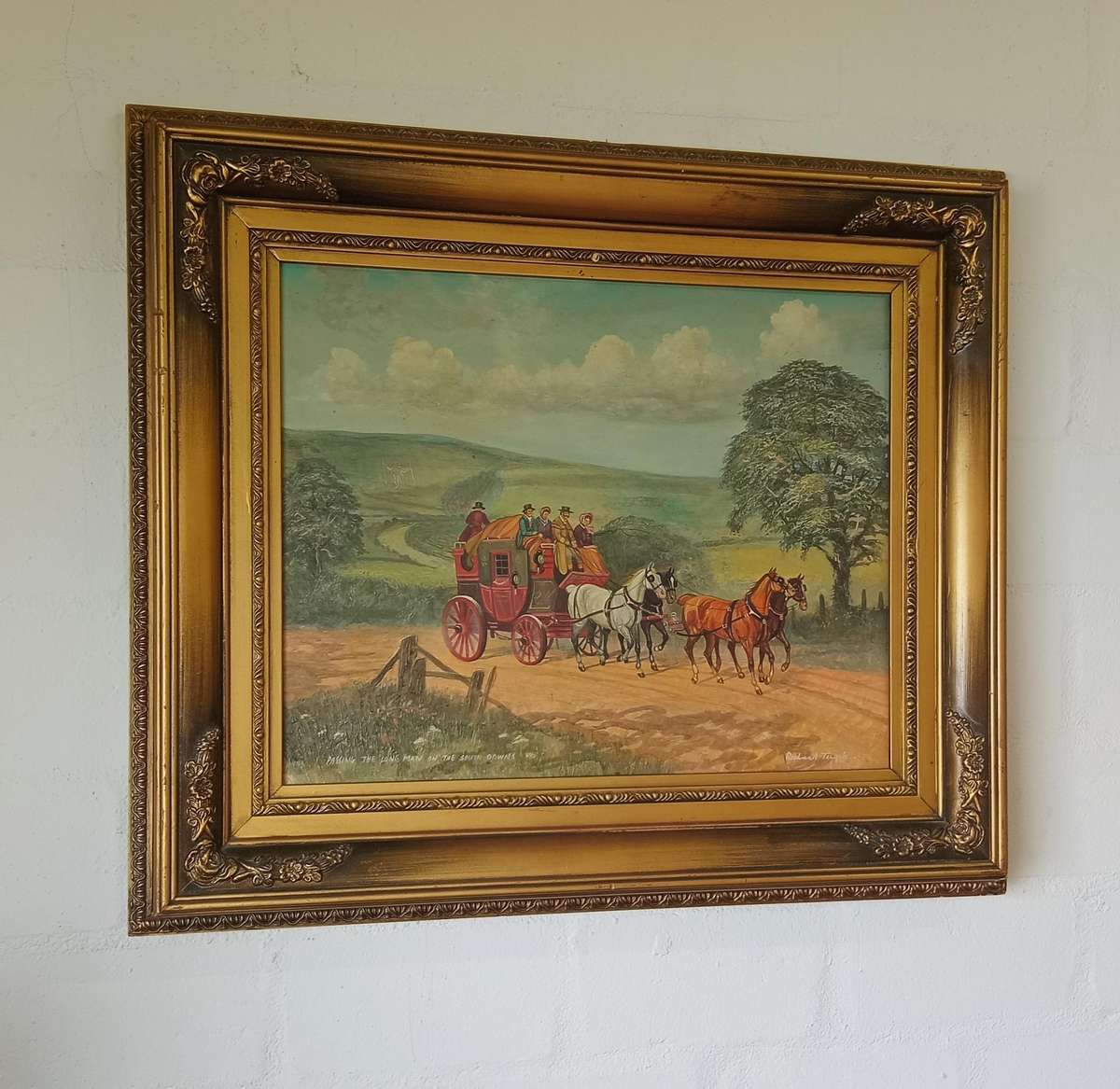 *VALUE R35000+* ORIGINAL RICHARD TEMPLE OIL PAINTING*PASSING THE LONG MAN ON THE SOUTH DOWNS*
