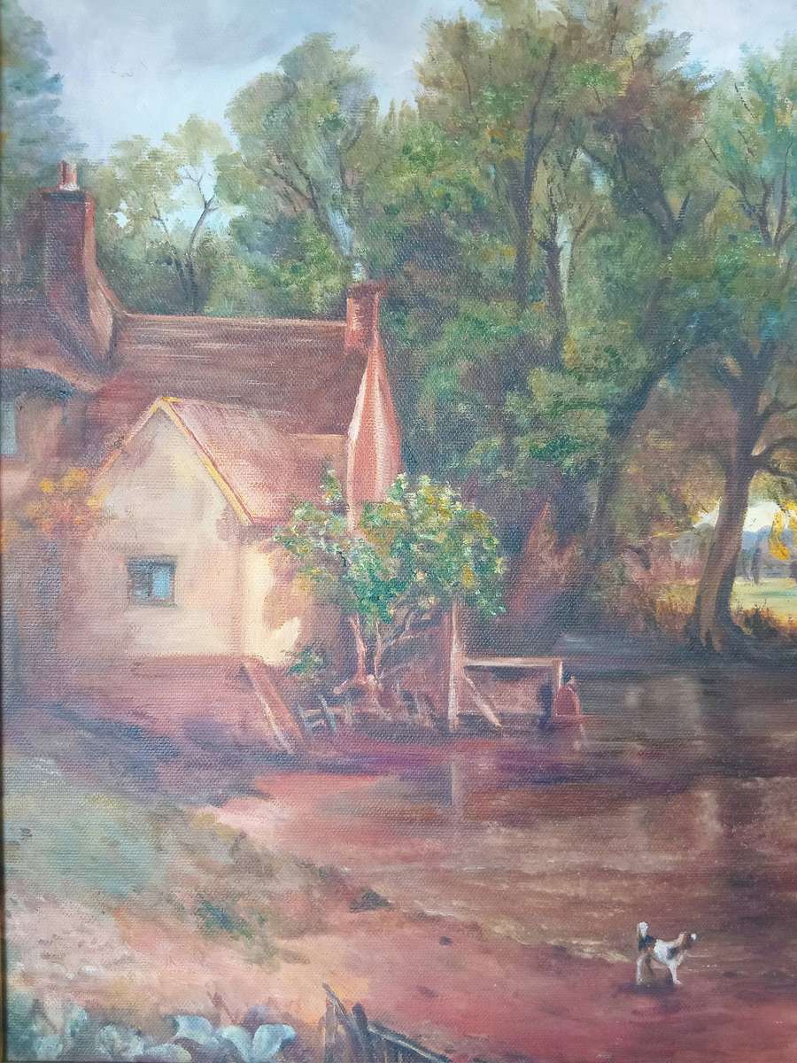 Oil on Board Painting "The Valley Farm" (John Constable Replica)