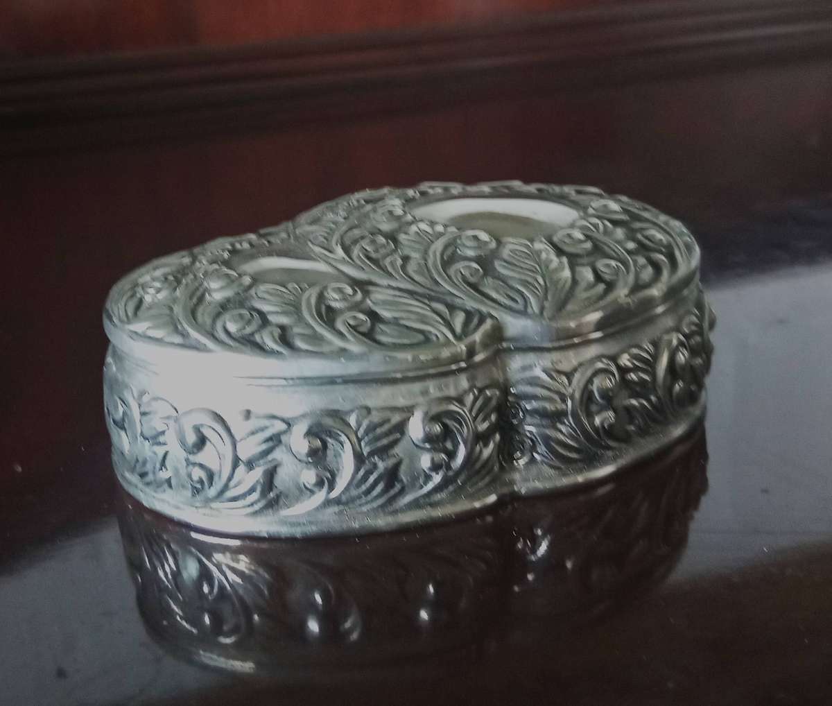 HINGED DOUBLE HEART TRINKET BOX