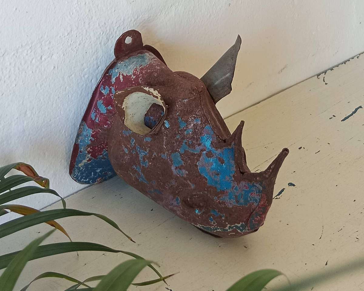 Rustic Handcrafted Wall Mounted Metal Animal Sculptures - Lot of 5