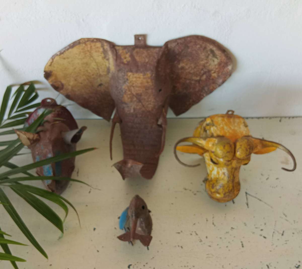 Rustic Handcrafted Wall Mounted Metal Animal Sculptures - Lot of 5