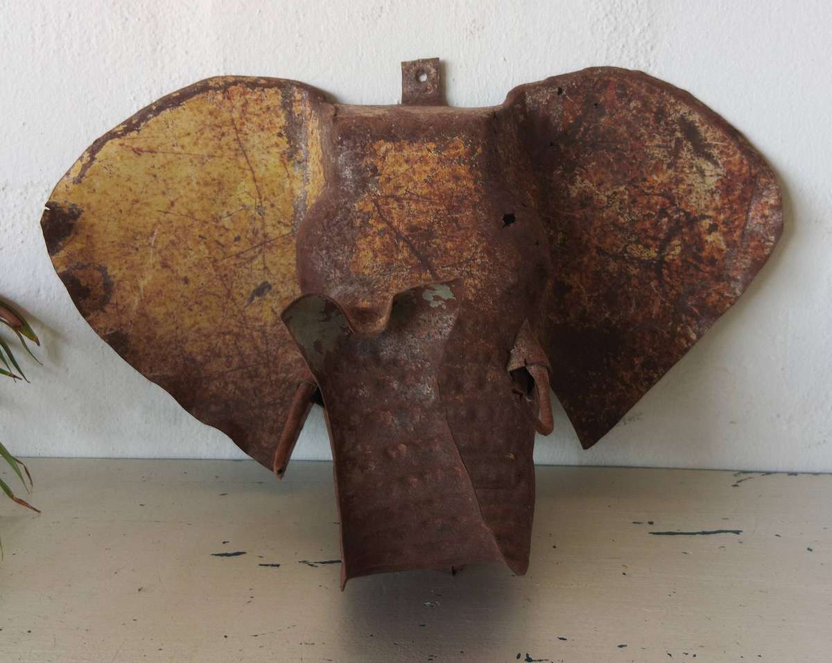 Rustic Handcrafted Wall Mounted Metal Animal Sculptures - Lot of 5