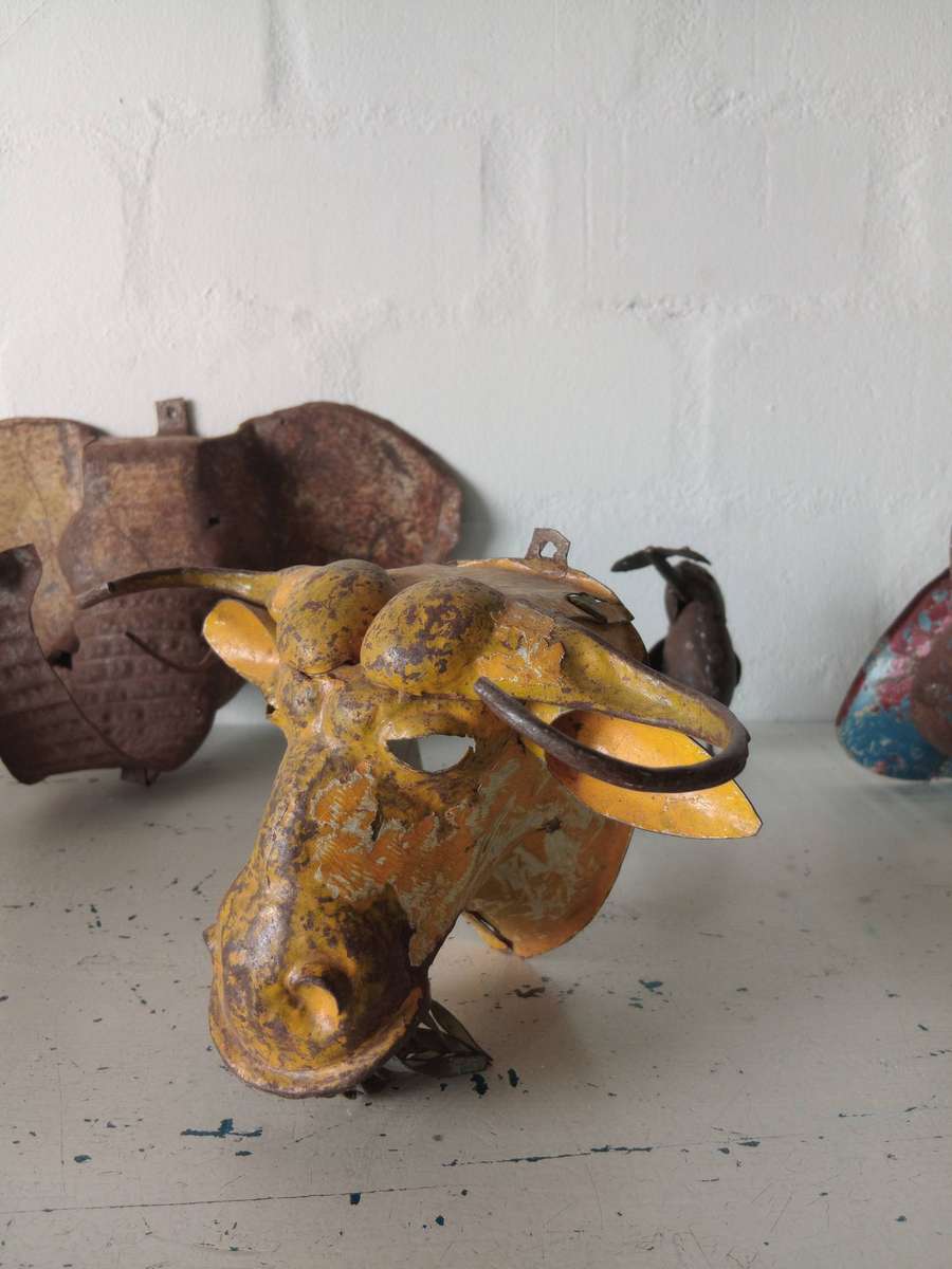 Rustic Handcrafted Wall Mounted Metal Animal Sculptures - Lot of 5