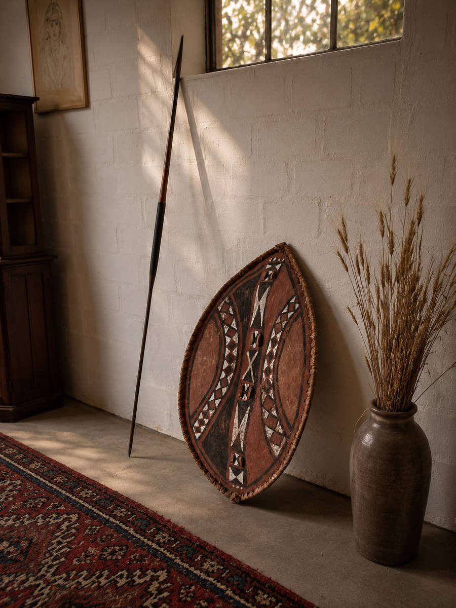 Vintage African Assegai Spear & Shield Set